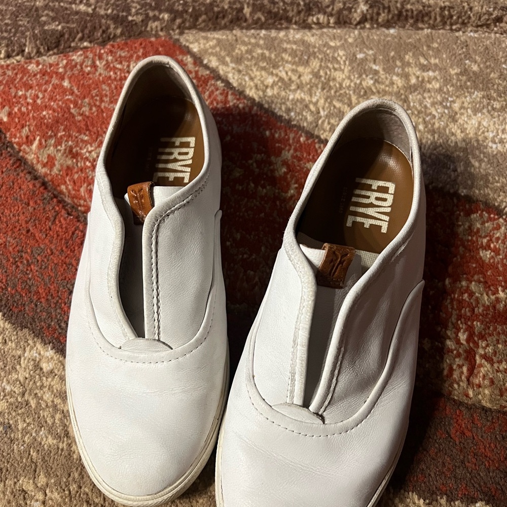 Frye women’s White Leather Slip-Ons